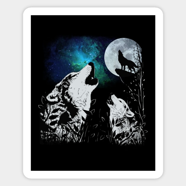 3 wolf in a moon Sticker by diardo